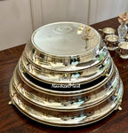 NauticalMart Aluminum & Brass Cake Stand Set, Elegant Round Dessert Display Pedestal, Polished Metallic Wedding Cake Stands for Party Table Centerpiece Decor (22 Inches) - Image 6