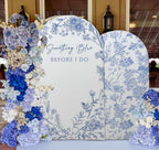Bridal Shower Arch Backdrop Stretchy Fitted Cover 7.2ft Something Blue Before I Do Party Floral Flowers Toile Bride to be Chiara Wall Arched Photo Background Welcome Sign 7ft - Image 3