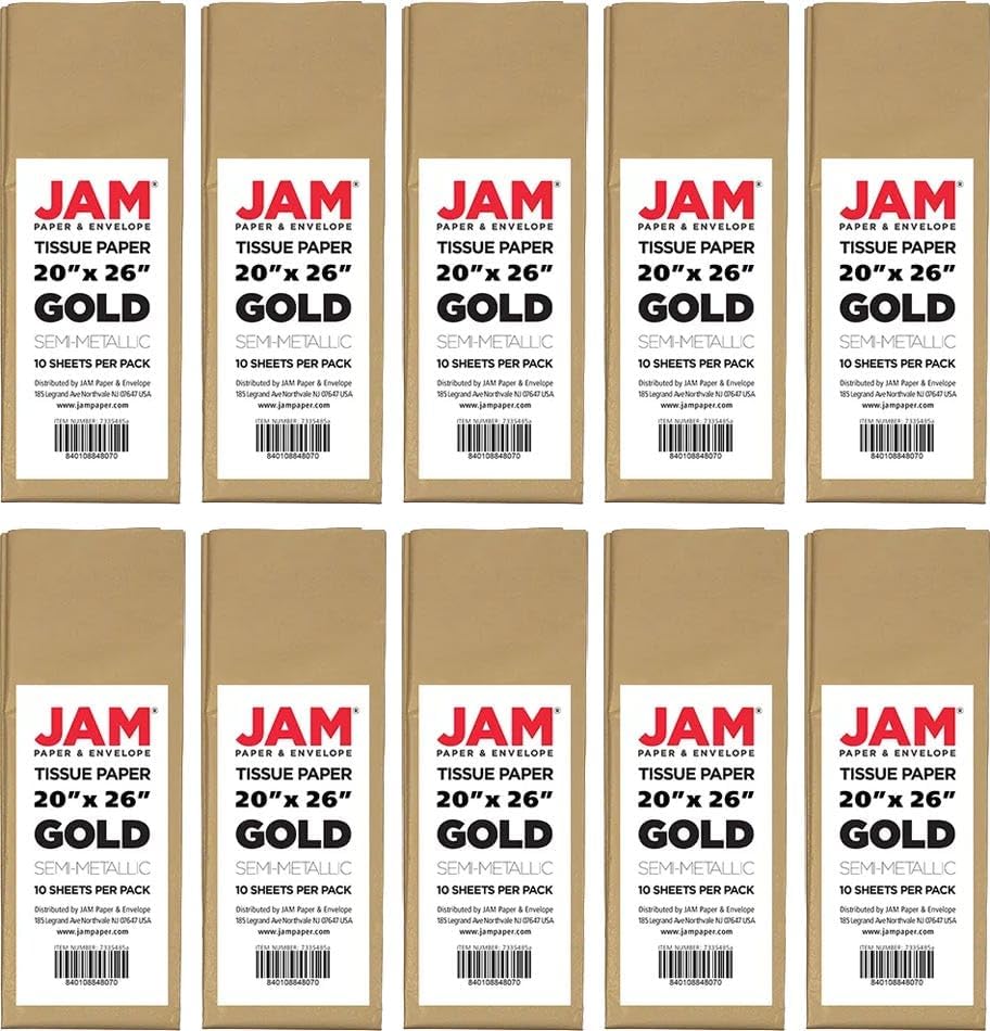 JAM Paper Tissue Paper - Gold - 100 Sheets/Pack - Image 5