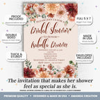 Amanda Creation Fall Bridal Shower Invitations Personalized for Her, 30 5x7 Bridal Shower Invitations with Envelopes, Boho Burgundy Floral - Image 2