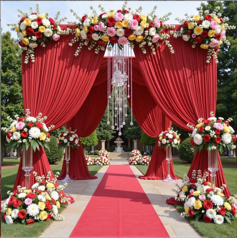 50ftx12ft Red Backdrop Curtains for Wedding Party 10 Panels 5×12FT Tall by LeegleriTableSkirt