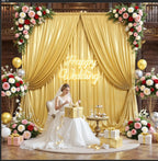 20x10ft Gold Backdrop Curtains Wedding Party Glitter Sequin Curtain Backdrop Fabric Shimmer Drapes Backdrop Bridal Baby Shower Birthday Christmas Photoshoot Background Photography 5x10FT，4 Panels - Image 5