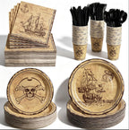 400 Pcs Disposable Pirate Tableware Set for 50 Guests by COSINIA