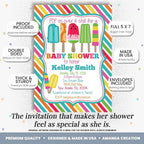 50 Custom Baby Shower Invitations with Envelopes – Personalized Popsicle Summer Chill 5x7 Invite Set | Fully Customizable, Proof Included, Customizable Kit of Matching Thank You Cards, Stickers & Diaper Raffle Tickets | Made in USA - Image 2
